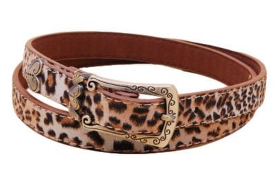 Retro Heart Women's Belts Carved Female Belt Leopard