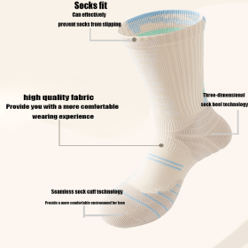 Men Compression Crew Running Socks Athletic Socks With Cushion Work Hiking Basketball Sport Socks Anti-odor And Anti-slip For Running Fitness Hiking A