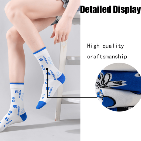 Women Colorful Socks Compression Running Socks Crew Athletic Hiking Wicking Anti Blister Cushioned Anti-odor And Breathable For Running Hiking Cycling