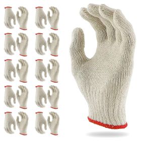 Pack of 384 String Knit Gloves 9.5'. Cotton Polyester String Knit Shell Safety Protection Work Gloves with Elastic Knit Wrist 10 Gauge for Women in Me
