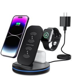 Charging Station for Multiple Devices,3 in 1 Fast Wireless Charging Stand Dock for iPhone 14/13/12/11/Pro/Max/XS/XR/X/8/Plus