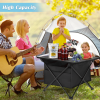 YSSOA Portable Folding Aluminum Alloy Table with High-Capacity Storage and Carry Bag for Camping; Traveling; Hiking; Fishing; Beach; BBQ; Small; Black
