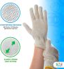 Cotton String Knit Gloves Pack of 12 Pairs. 10 Inch Size Safety Work Gloves Beige Color with Yellow Edge Line. Cotton Work Gloves for Cooking; Barbecu