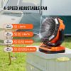 VEVOR Portable Fan Rechargeable 13 inch, Battery Powered Fan with LED Lantern, 4 Speeds Adjustable & 45Â°/90Â°Automatic Swivel & Timer
