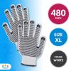 Double Side PVC Dotted Working Gloves 10", Pack of 480 PVC Knit Gloves, Breathable Cotton Gloves with Rubber Dots