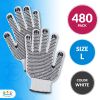 Double Side PVC Dotted Working Gloves 9.5" Pack of 240 pairs PVC Knit Gloves, Breathable Cotton Gloves with Rubber Dots