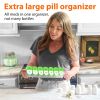Extra Large Pill Organizer 2 Times A Day Green White Big Pill Box 7 Day Am Pm XL Weekly Vitamin Holder Jumbo Medicine Container for Supplement XXL Dai