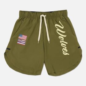 Casual Running Breathable Wicking Speed Bar Tide Men's Shorts (Option: Army green-L)