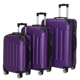 Three In One Handle Universal Wheel With 4 Corner Guards Pull Rod Box, 20in, 24in, 28in ABS Aluminum Alloy Pull Rod, Classic Color Scheme - Dark (Color: Purple)