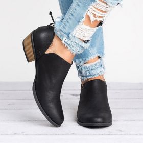 Autumn Women Shoes Retro High Heel Ankle Boots (Option: Black-41)