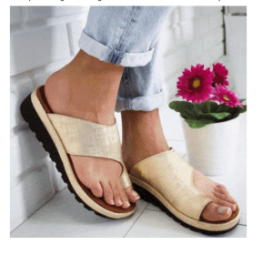 Women Slippers Flat Sole Casual Soft Big Toe Foot Sandal (Option: Gold-43)