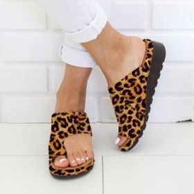Women Slippers Flat Sole Casual Soft Big Toe Foot Sandal (Option: leopard-40)