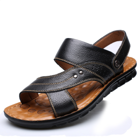Men Sandals Summer Beach Shoes Adjustable Back Strap Design Slippers Slides (Option: Black-Size44)