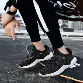 Student breathable running shoes (Option: black and white-43)