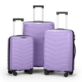 V-Striped 3-in-1, PP Trolley Case, 20in 24in 28in, Fashionable Colour - Taro Purple (Option: Taro purple)