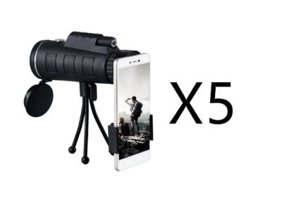 Compatible with Apple, Monocular Telescope Zoom Scope with Compass Phone Clip Tripod (Option: 5 pcs)