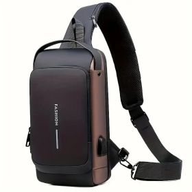 Men S Waterproof Motorcycle Chest Bag - Anti-Theft Shoulder Bag  Oxford Fabric, Multifunctional For Hiking   Outdoor Activities, Outdoor Shoulder (Color: brown)