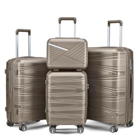 4-piece Suitcase Set (Color: brown)