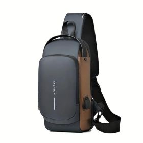 Men S Waterproof Motorcycle Chest Bag - Anti-Theft Shoulder Bag  Oxford Fabric, Multifunctional For Hiking   Outdoor Activities, Outdoor Shoulder (Color: Grey)