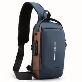 Men S Waterproof Motorcycle Chest Bag - Anti-Theft Shoulder Bag  Oxford Fabric, Multifunctional For Hiking   Outdoor Activities, Outdoor Shoulder (Color: Blue)