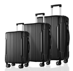 3-piece Luggage Set (Color: Black)