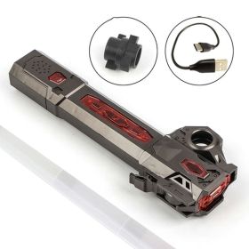 2023 New RGB Laser Sword 2 in 1 Retractable Light Saber Toys For Children Double Light Saber Cosplay Laser Sword (Color: Black)