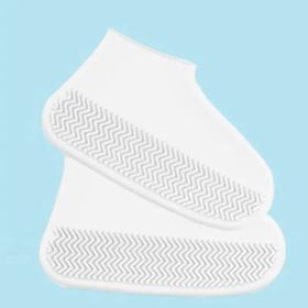 1 Pair Of Reusable Latex Waterproof Rain Shoe Covers Slip-resistant Rubber Rain Boot Covers S/M/L Shoe Accessories (Color: White, size: S)