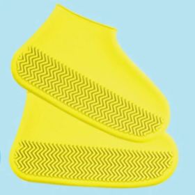 1 Pair Of Reusable Latex Waterproof Rain Shoe Covers Slip-resistant Rubber Rain Boot Covers S/M/L Shoe Accessories (Color: yellow, size: L)