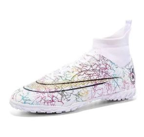 Mens Soccer Shoes Non-Slip Football Boots Cleats Grass Soccer Sneakers Yj068 (Color: White, size: 36)