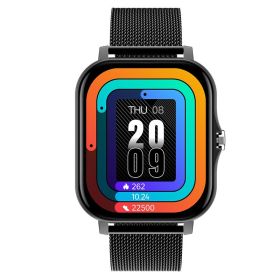 Smart watch sports waterproof multi-function heart rate detection dynamic Bluetooth call watch (Colour: Black steel)