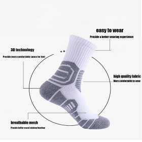 Compression Crew Running Socks Athletic Socks For Men With Cushion Work Hiking Basketball Sport Socks Anti-odor And Anti-slip For Running Fitness Hiki (Colors: Color1, Group: Men)