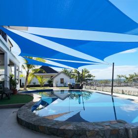 Artpuch Custom Size Sky Blue Sun Shade Sail Triangle Canopy 185 GSM Durable Fabric UV Block Awning for Outdoor Patio Garden Backyard (Customized Avail (Color: Sky Blue, size: 09x09x12.7)