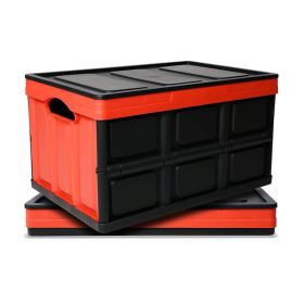 Lidded Storage Bins Instant Crate Collapsible Box (Color: Black & Red, Type: Storage Crates)