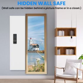 53" Fingerprint Touch Panel In-Wall Safe,Hidden Wall Gun Safe for Rifles with Adjustable Shelves (Color: As Picture)