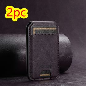 Android Universal Phone Magnetic Card Holder MagSafe Magnetic Ring PU Leather (Option: Purple-2pc)