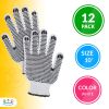 Double Side PVC Dotted Working Gloves 10", Pack of 24 PVC Knit Gloves, Breathable Cotton Gloves with Rubber Dots