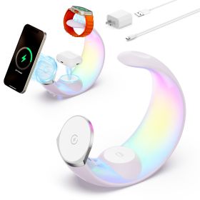 4-in-1 Crescent Magnetic Wireless Charger Stand For Multiple Devices NO Plug (Color: Purple)