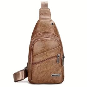 Waterproof Chest Bag Men's Trendy New Simple Multi-pocket Men's Shoulder Bag Casual Men's Messenger Bag Fashion Casual Business Messenger Bag (Color: brown)