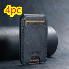 Android Universal Phone Magnetic Card Holder MagSafe Magnetic Ring PU Leather (Option: Blue-4pc)