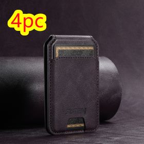 Android Universal Phone Magnetic Card Holder MagSafe Magnetic Ring PU Leather (Option: Purple-4pc)