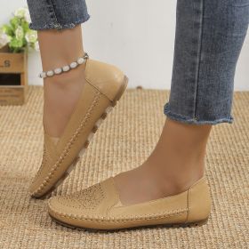 Handmade Stitching Gommino Solid Color Casual Women's Shoes (Option: Khaki-37)